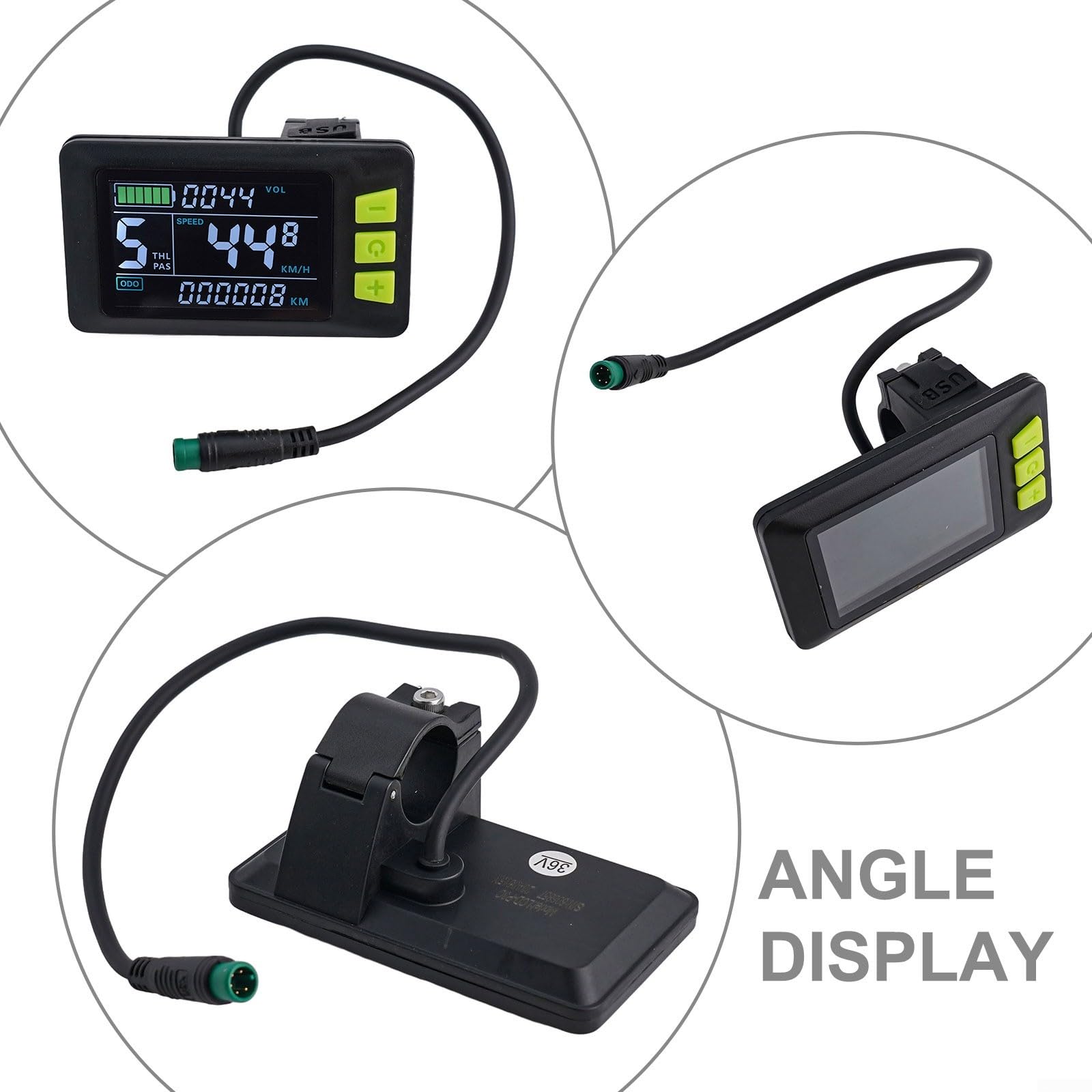 P3C - Display LCD per bici elettrica, 24 V/36 V/48 V, 5 pin, USB, UART, velocità ODO, per scooter e mountain bike, colore nero