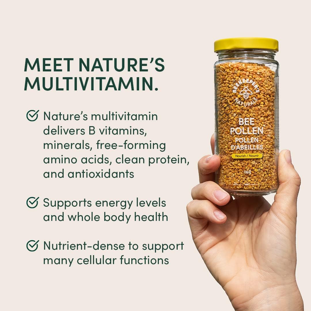 BEEKEEPER'S NATURALS Bee Pollen - 100% Raw Wildflower Bee Pollen, Natural Preserved Enzymes, Source of Vitamin B, Minerals, Amino Acids & Protein - Paleo & Keto Friendly, Gluten Free (5.2 oz) - Image 5
