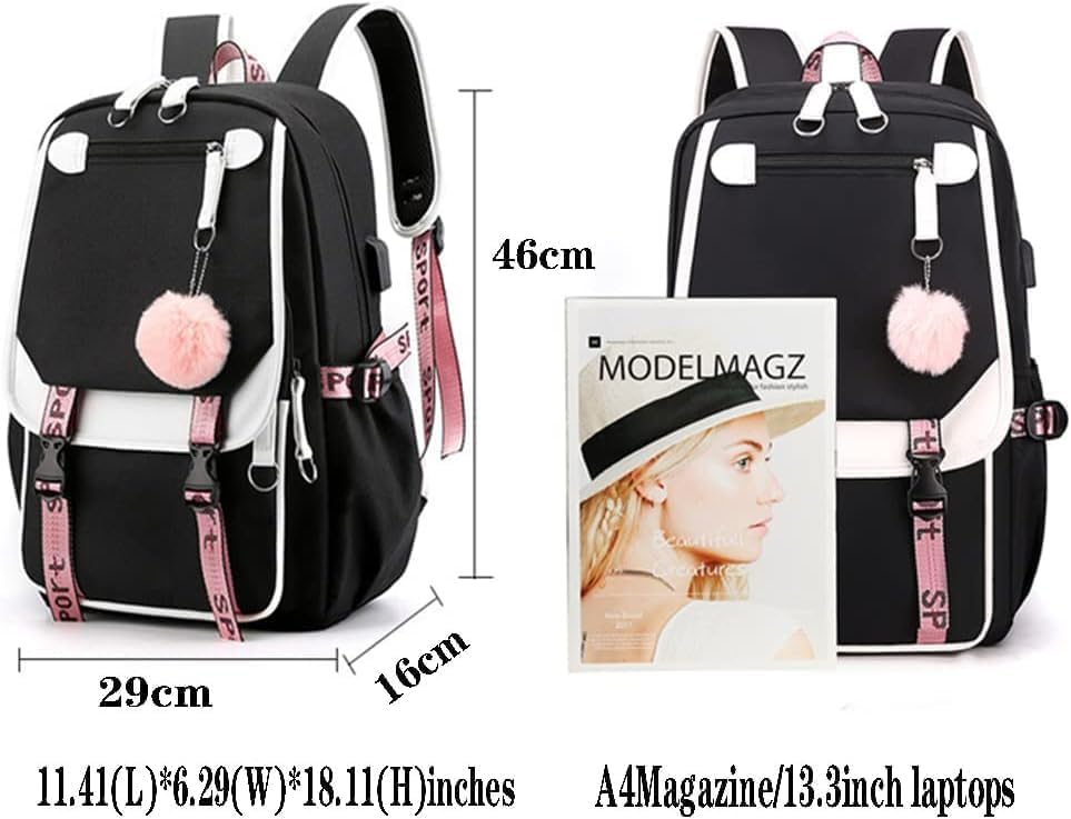 Girls Backpack Aesthetic Backpack Cute School Bag Bookbag with USB Charge Port Outdoor Daypack for Teen Girls - Image 5