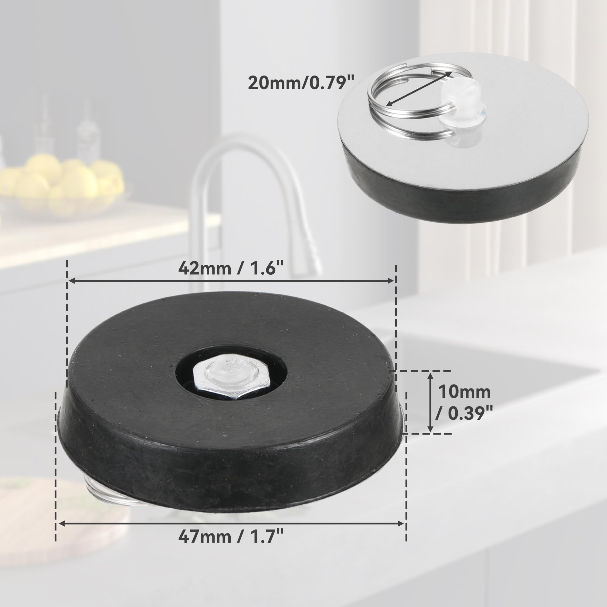 2 stuks afvoerstoppen wastafelstop, stop bad 45 mm, wastafel