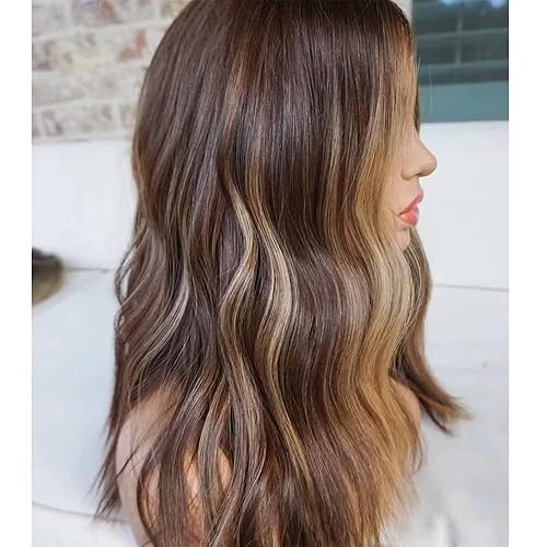 Cabello con reflejos #427 para mujeres negras, 16 pulgadas, Remy brasileño 13x6 HD, transparente, encaje frontal, peluca de cabello humano ondulado,