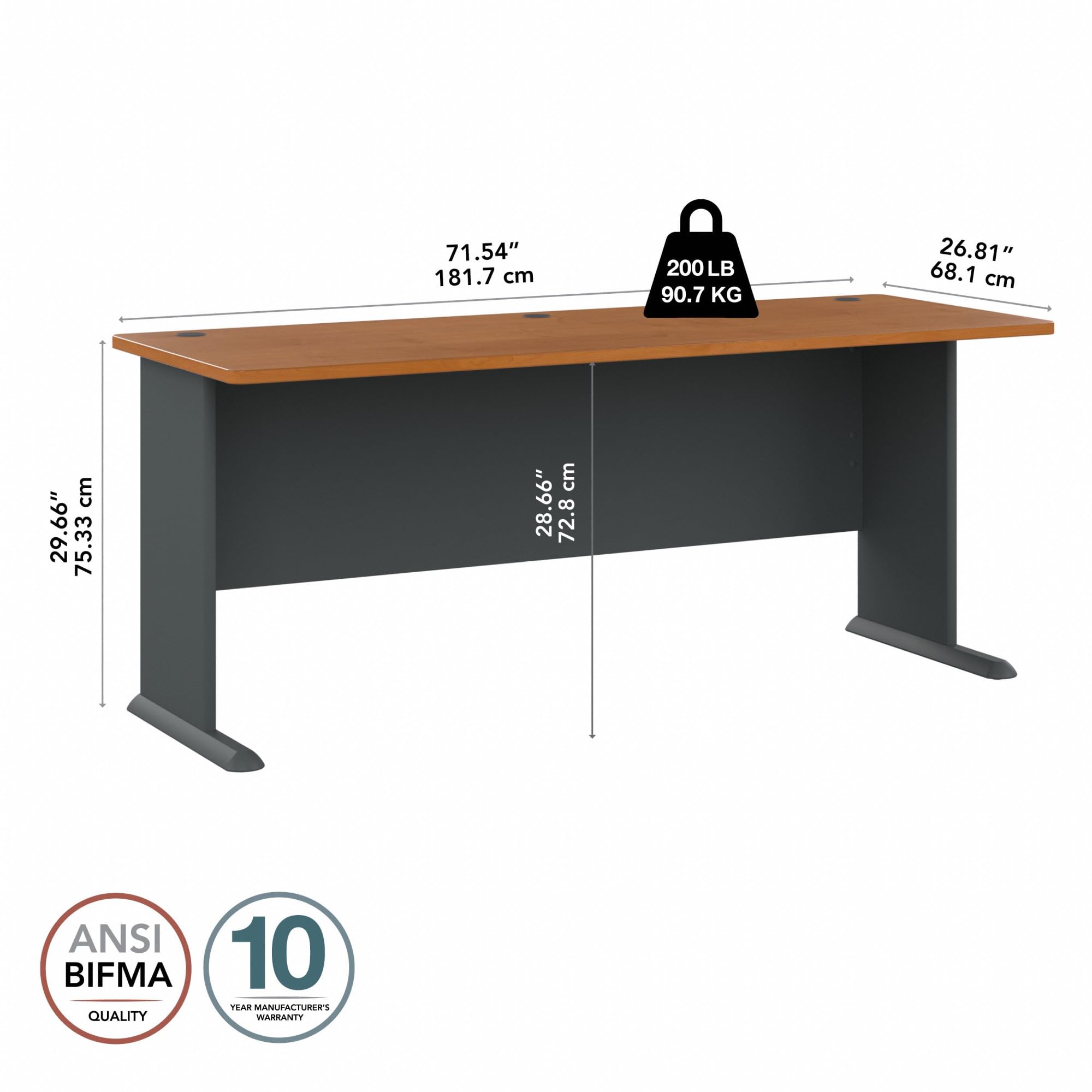 DESK,72 X 27,CH/SLT