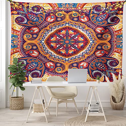 Ambesonne Paisley Tapestry, Style Ornamental Rug Pattern Inspired Design With Flowers And Leaves, Wall Hanging For Bedroom Living Room Dorm Decor, 40" X 60", Pale Orange #TOP5