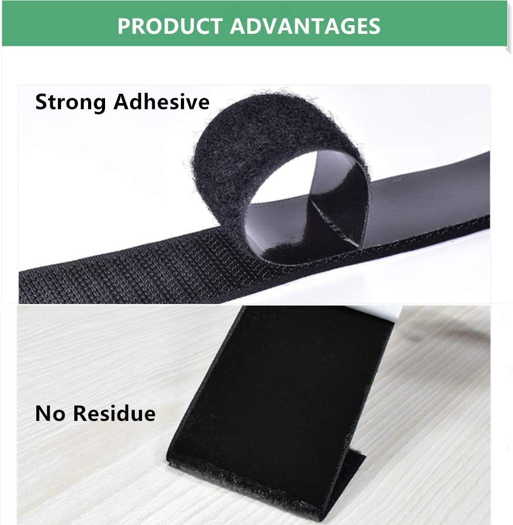 Back Sticky Hook and Loop Tape Black Color 3/4 Inch x 16.4 FT Self Adhesive Hook & Loop Strips Fasteners Sticky Interlocking Tape Black Hook & Loop Strips with Adhesive Mounting Tapes : Industrial & Scientific