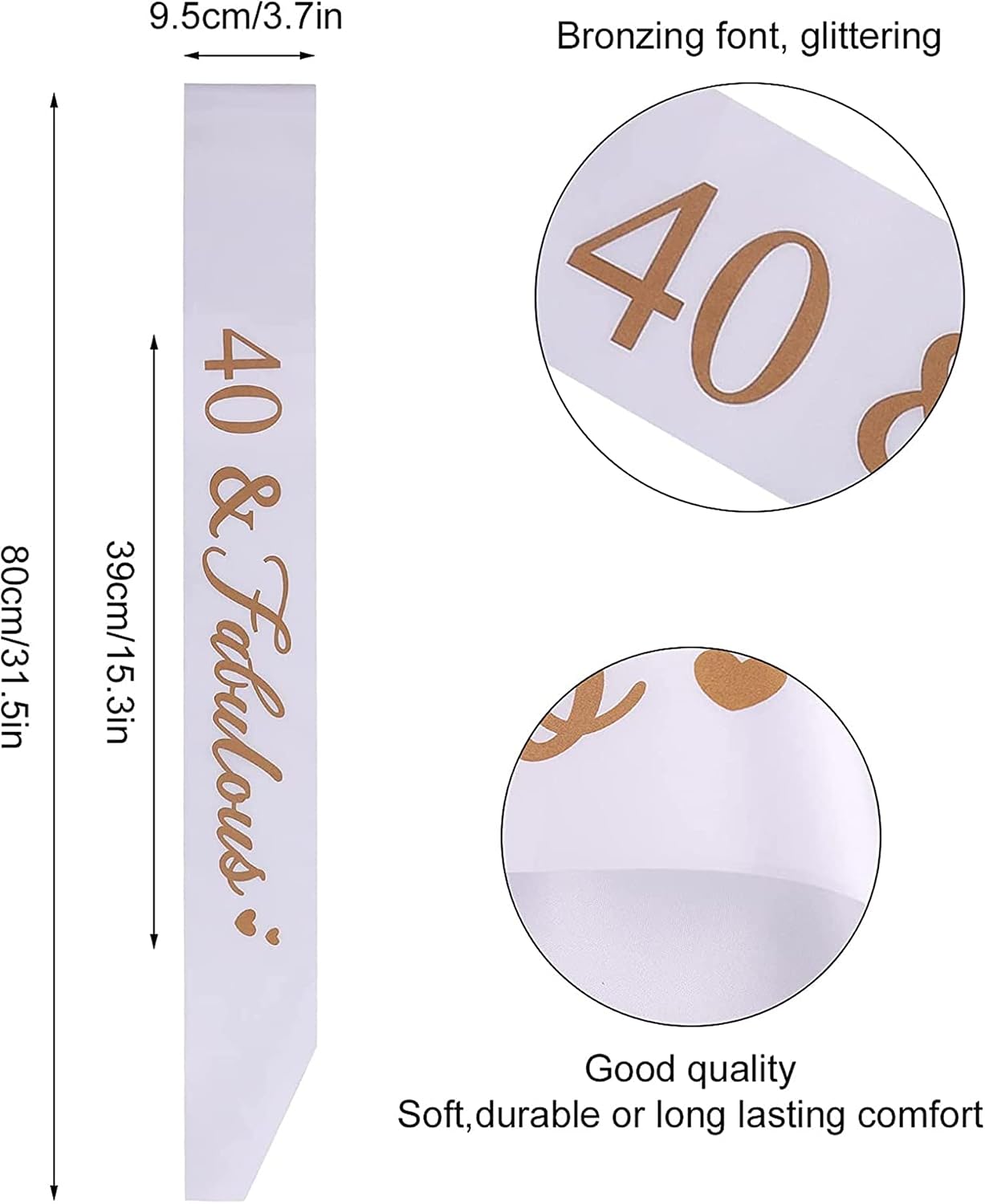 CHTENG Rose Gold Birthday Girl Sash and Tiara Rhinestone Crown Headband for Birthday Party Supplies (40 NUMBER) - Image 5