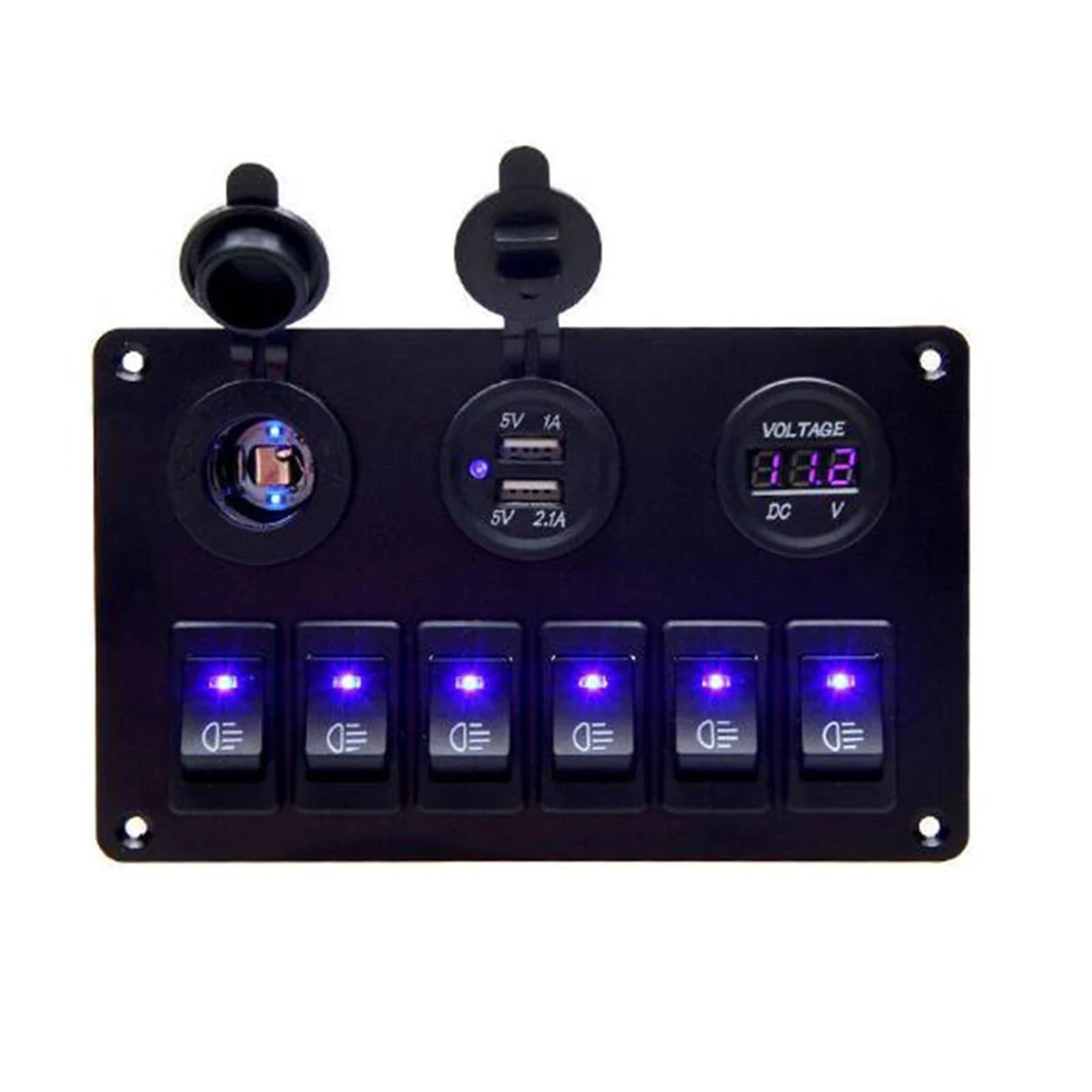 NISZA Panel de Interruptor LED for Coche de 6 dígitos, disyuntor de 12V y 24V, protección contra sobrecarga, Conjunto de Panel de Control de Interruptor basculante for Barco, 1 Uds.
