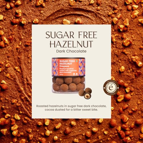 Image of Entisi Nutties Chocolates - Sugar Free Dark Hazelnut Chocolate Coated Dragees Jar - No Added Sugar - Keto Friendly Chocolate Snack - Gift Jar, Ideal for Gifting, Celebrations & Everyday Treats 120g