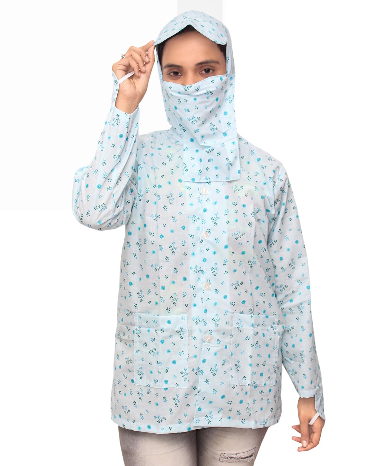 Women's/Girl's Cotton Printed Summer Coat | Helps to Protect From Sunrays, Dust Pollution, Sunburn, Tanning of Skin | Ideal for Driving, Hot Summers, Traveling