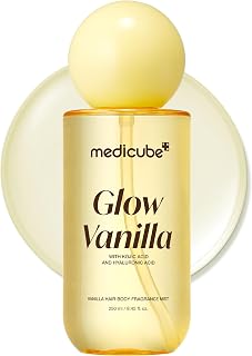 medicube Glow Vanilla Hair & Body Fragrance Mist, 8.45 fl.oz | Sweet Creamy Vanilla Musk Perfume Mist with Niacinamide and Hyaluronic Acids - Freshness, Odor Care & Glow, Korean Body Care