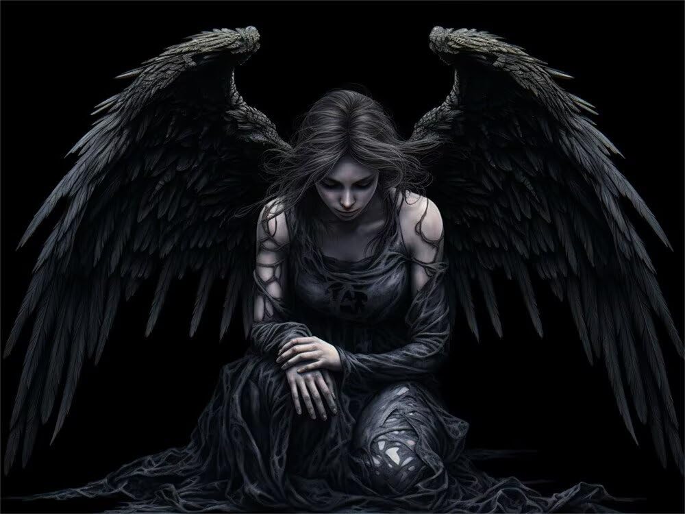 Fallen Angel Diamond Art Kits for Adults, 5D Diamond Painting Gothic Large Dimond Art Kit, DIY Rhinestone Embroidery Crystal Cross Stitch Painting by Numbers for Home Wall Decor 60x40cm -RD107