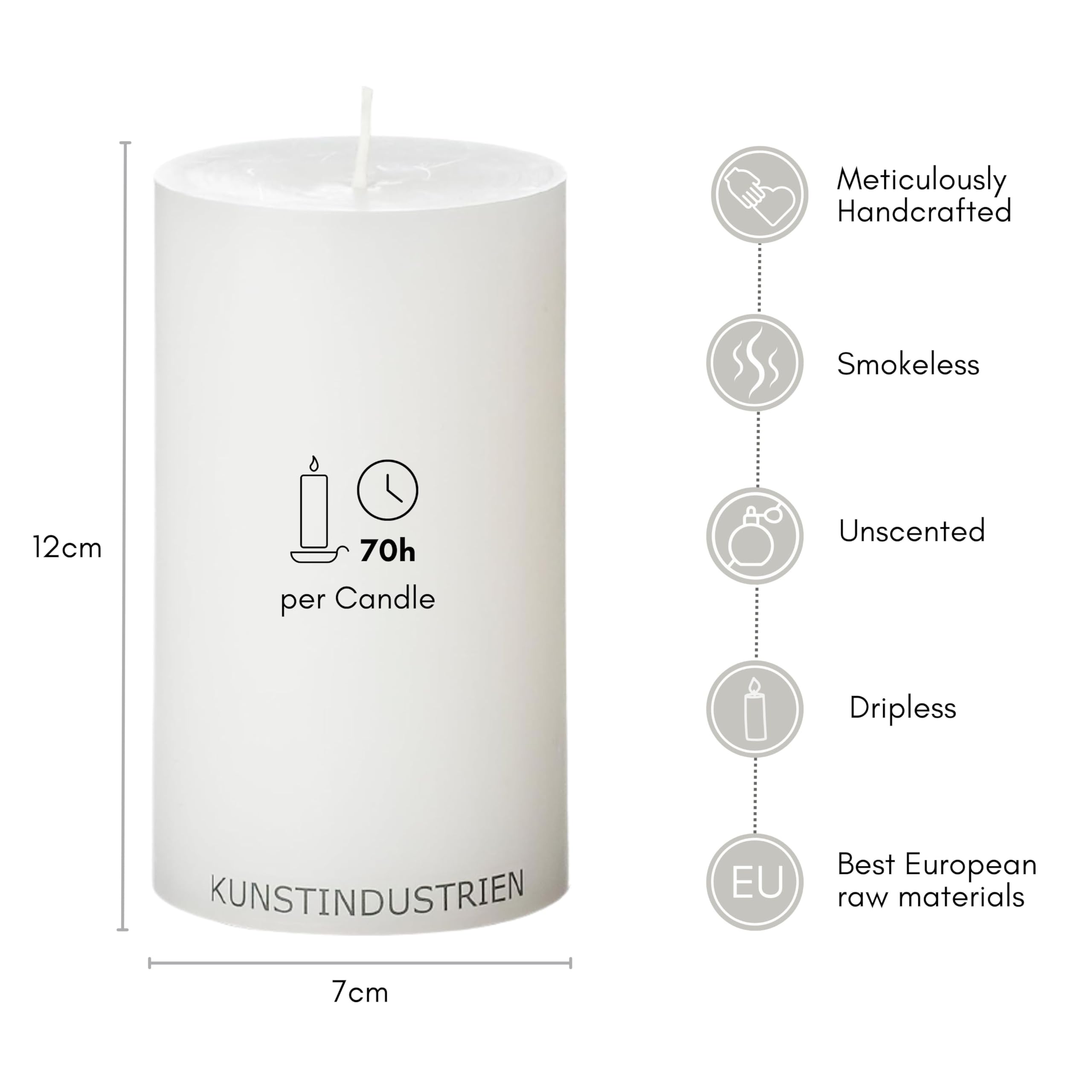 Kunstindustrien Candele in cera per altare, 4 pezzi, 7 x 12 cm, realizzate a mano, certificate RSPO, in scatola