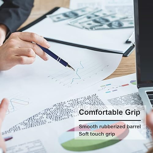 Miniatura 36 de Bolígrafo con punta de lápiz capacitivo, bolígrafo de clic suave al tacto, bolígrafos de metal 2 en 1, punta media (repuestos azules, 20 piezas)