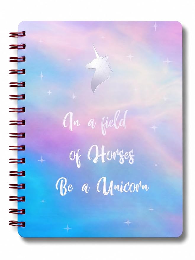 DOODLE B5 Hardbound Spiral Notebook Diary | 160 Undated Ruled Pages | 80 gsm Acid Free Paper | Open Flat To Write Comfortably (Unicorn)