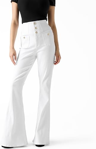 GUESS Womens Eco Kaira Flare, Pure White, 28