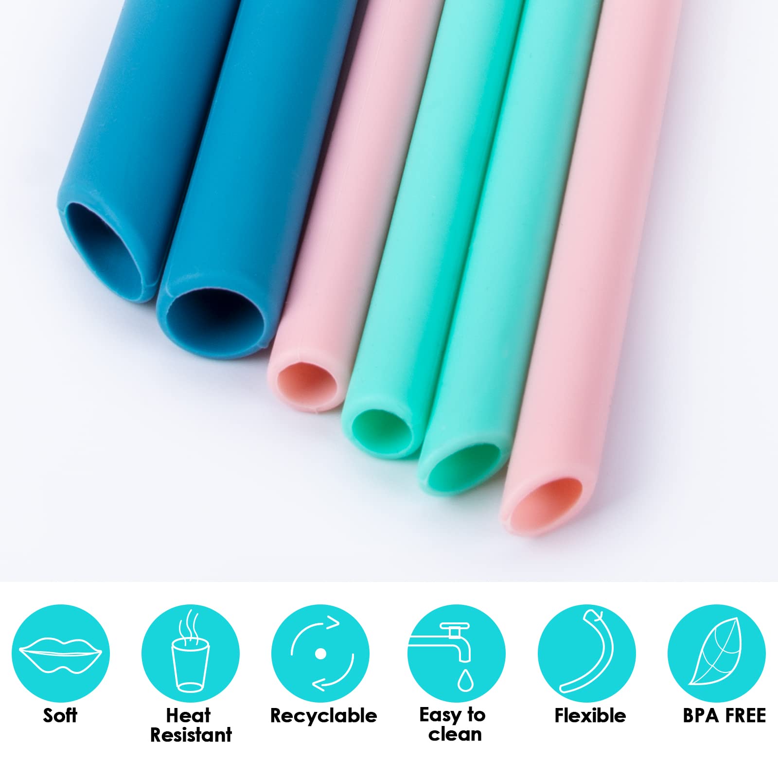 Pailles Lavables Brosses Incluses Pailles Réutilisables En Silicone - Lot De 6 2 Brosses - Multicolores Pailles Sans BPA Brosses