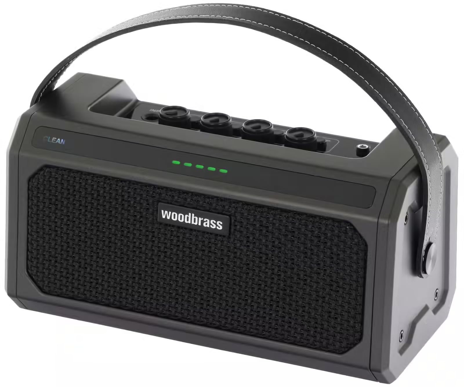 WOODBRASS GE10 - Amplificador de guitarra eléctrica (10 W, negro, transistor compacto, 5 canales, efectos integrados, altavoz de 6 pulgadas, ideal para principiantes y prácticas)