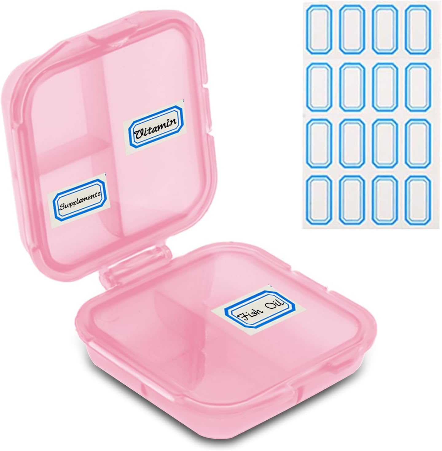 Travel Pill Organizer 6 Compartments Portable Pill Case with Double Lock Food-Grade PP Pill Box Compact for Purse Pocket