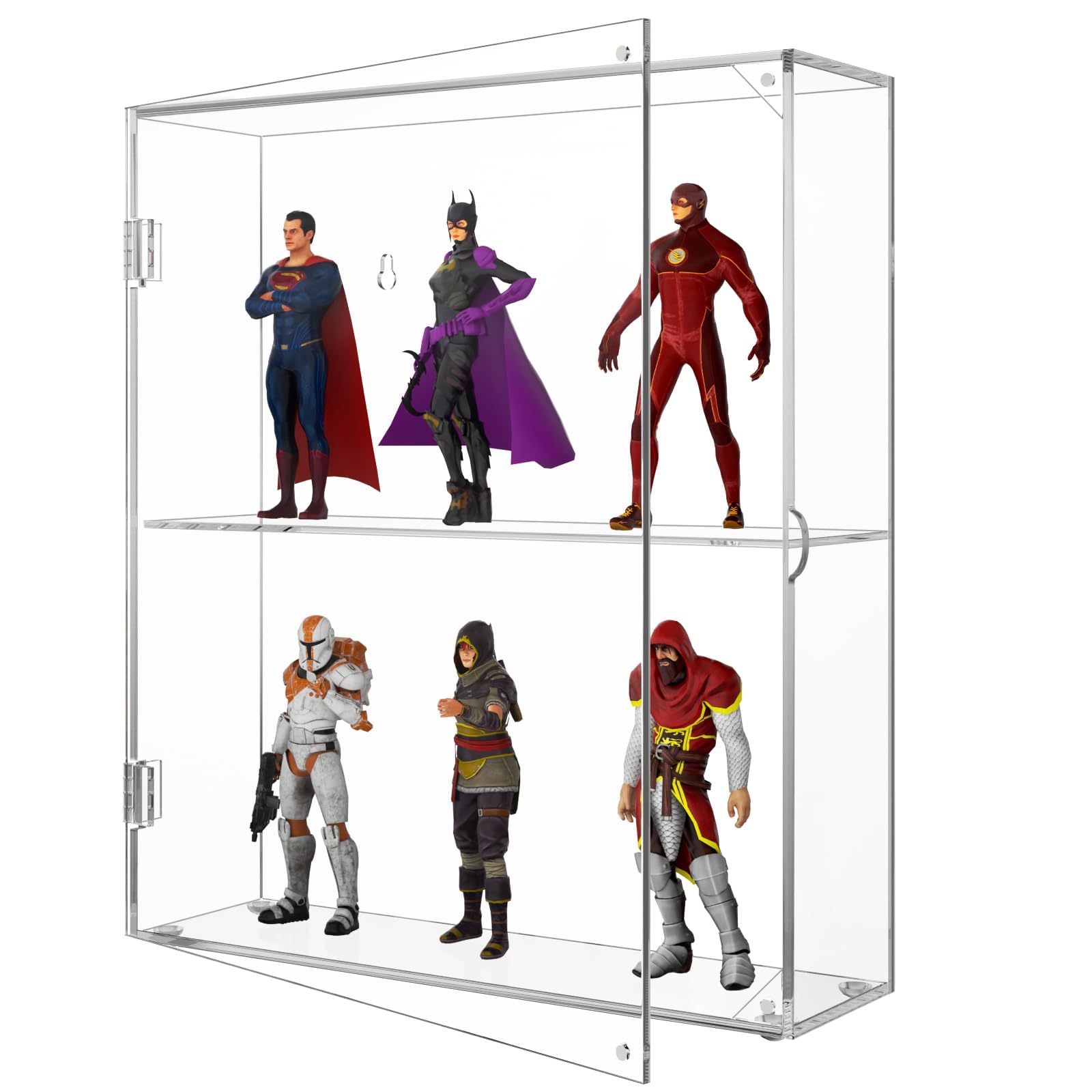 NIUBEE Acrylic Display Case, Clear Display Case for Funko Pop Figures, Wall Mounted or Desktop Dustproof Display Cabinet Box for Collectibles,Rock,Crystals,Mini Toys,Amiibo (2 Tiers