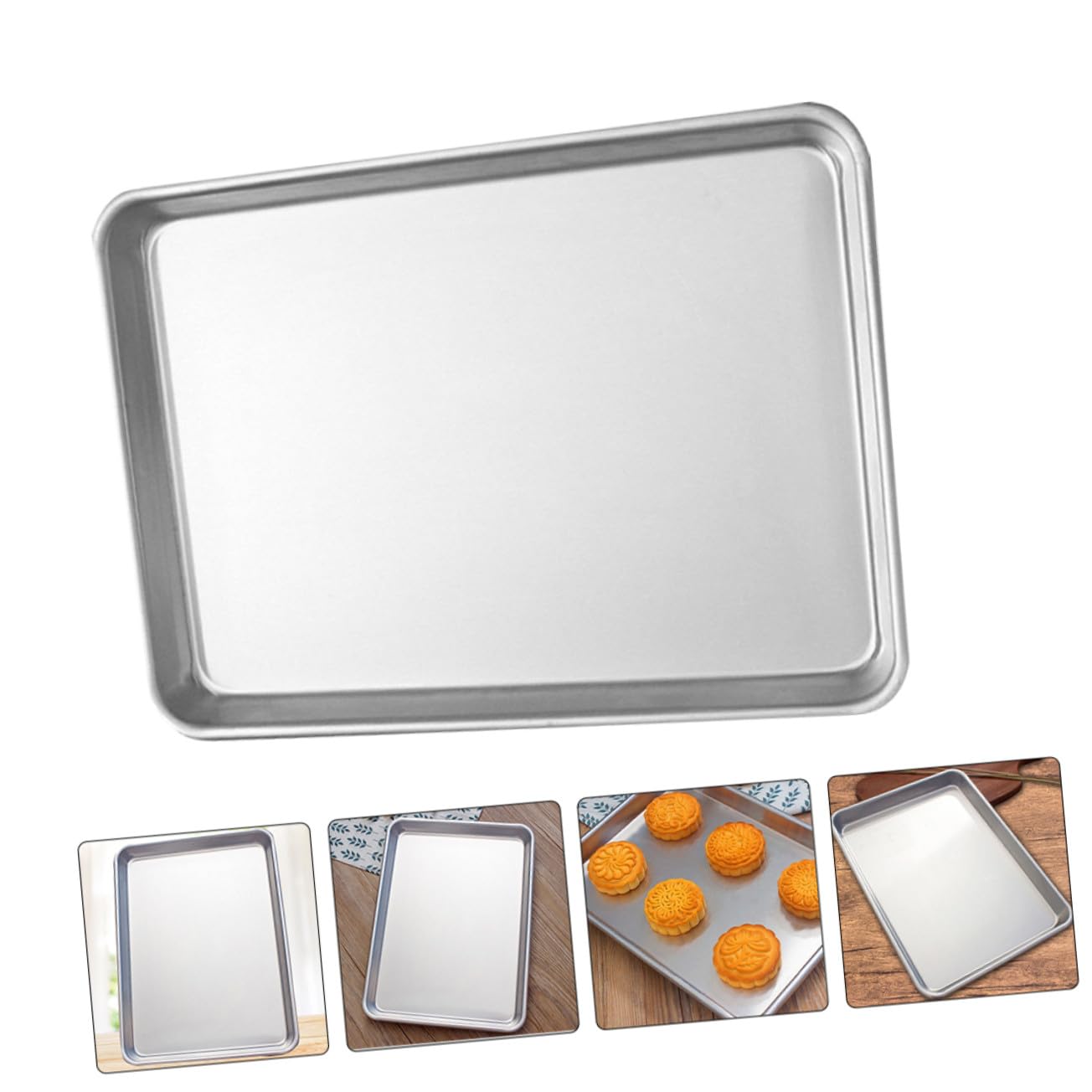 Toyvian 2 pièces Lot de Plaques Pâtisserie Alliage Aluminium Rectangulaires Moule Cuisson Antiadhésif Léger pour Gâteau Toast et Biscuits