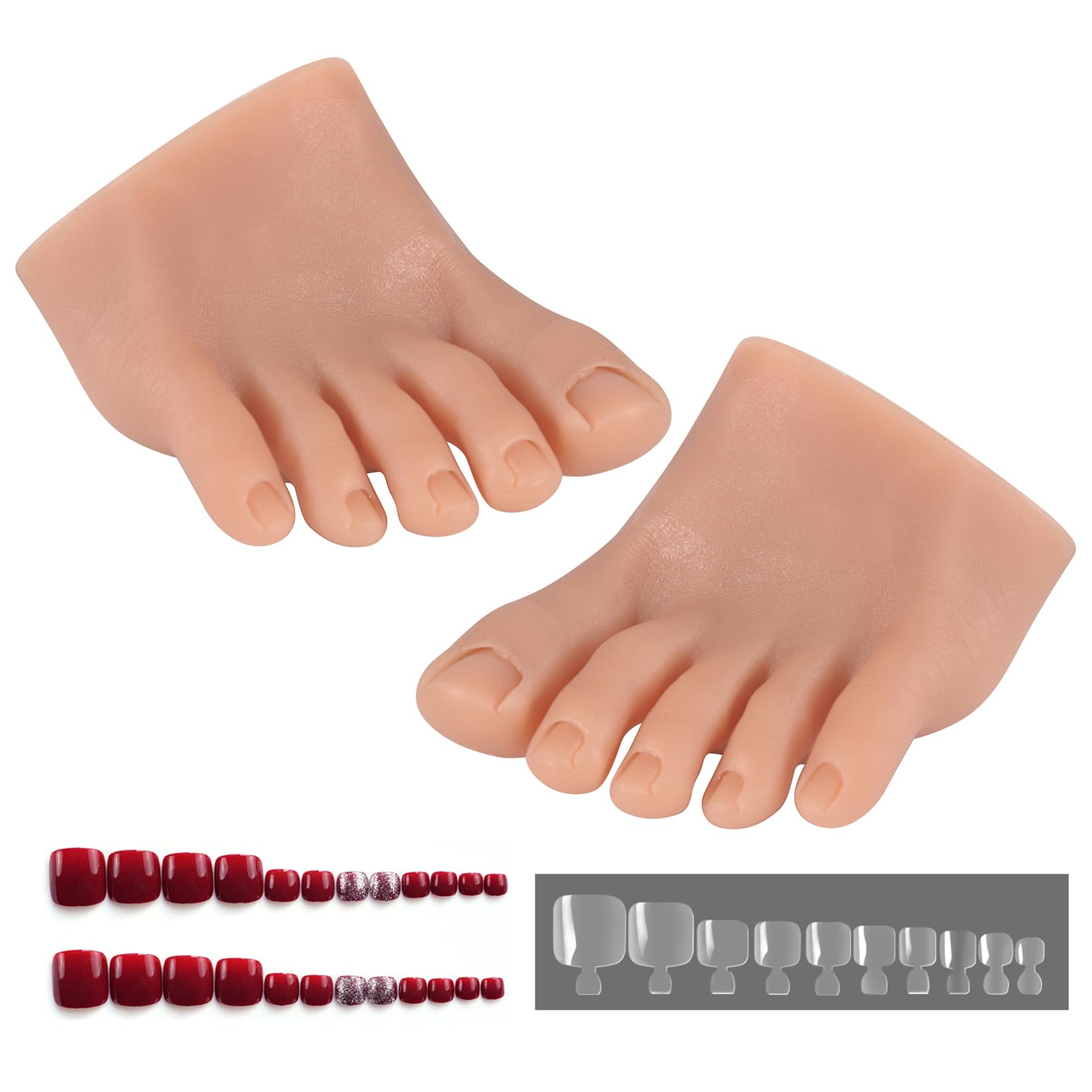 Yeefairy Realistic Silicone Fake Half Foot Female Nursing Mannequin Foot with 524 Pcs Nails - Image 2