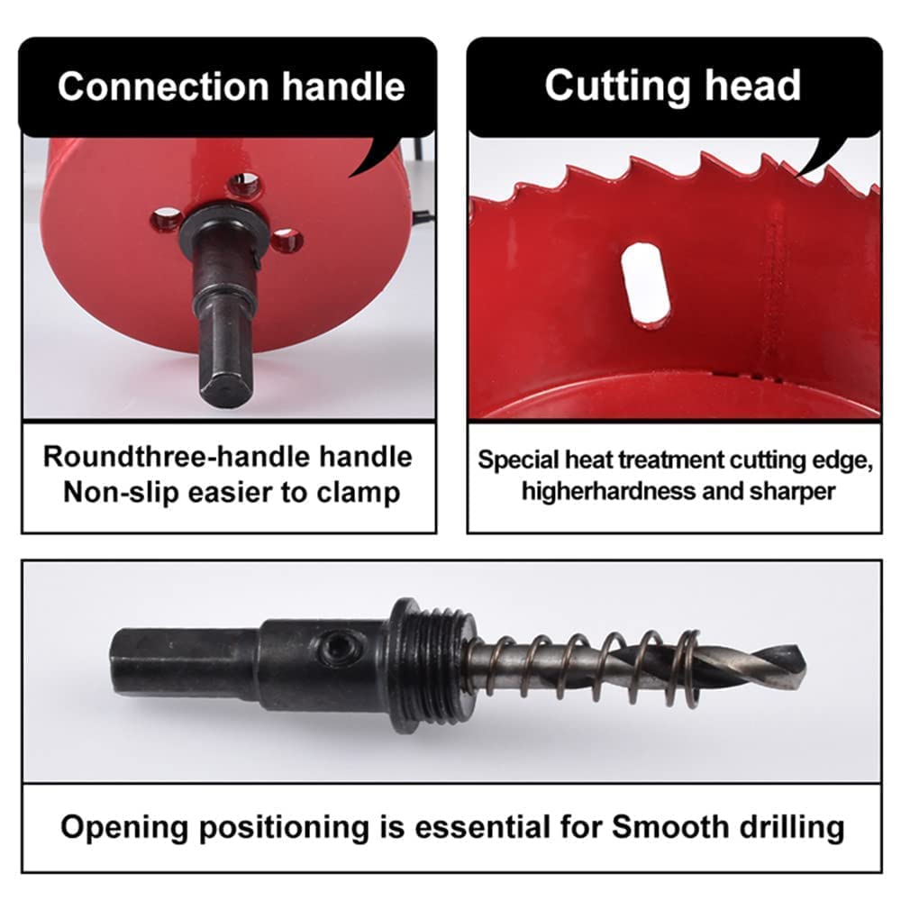 53mm Hole Saw with Quick Change Arbor, Hole Drilling Cutter HSS BI-Metal for Wood Plywood, PVC, Drywall and Metal Sheet - Image 3