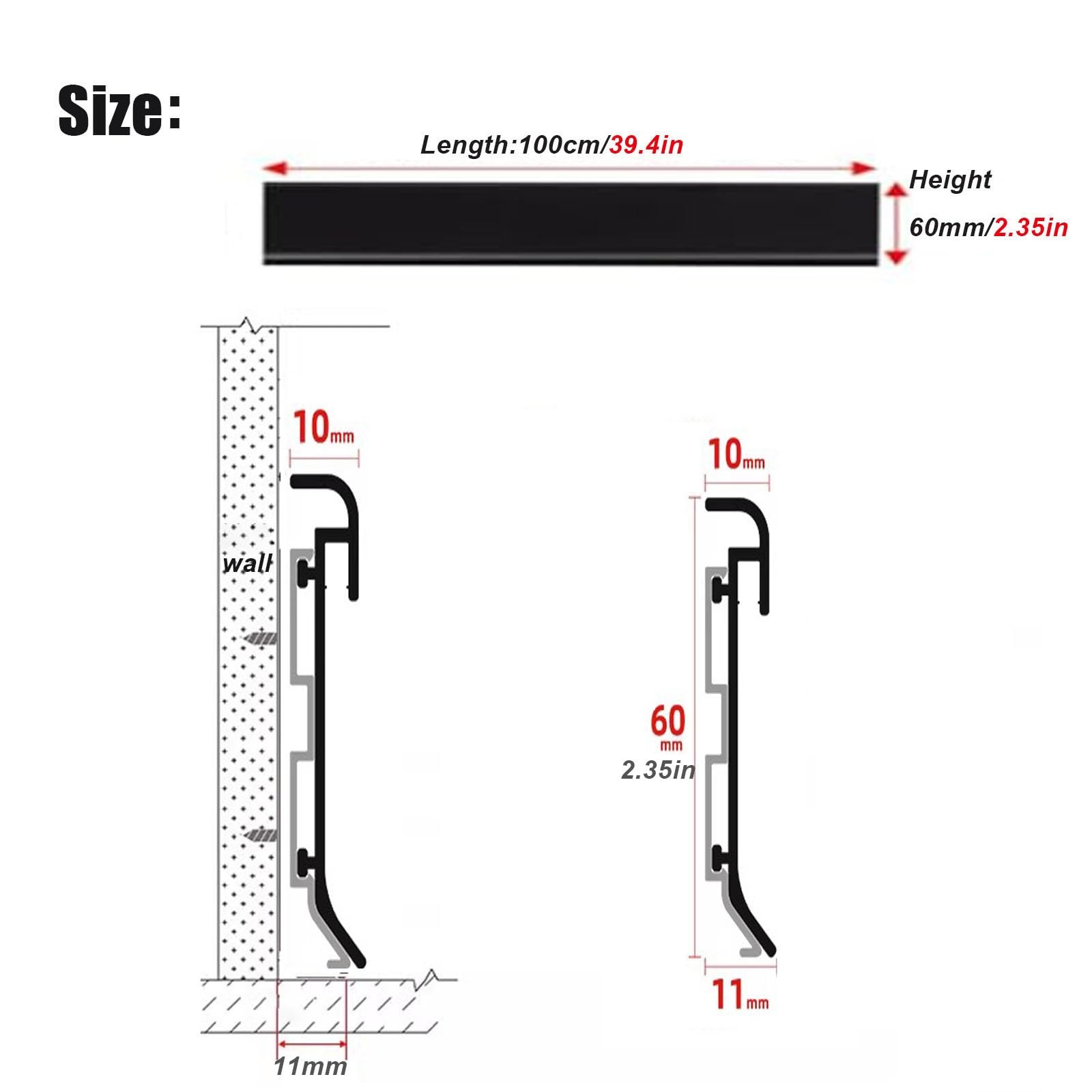 HAIXHX 10er-Pack LED-Fußleistenleuchten, Aluminium-Sockelleisten