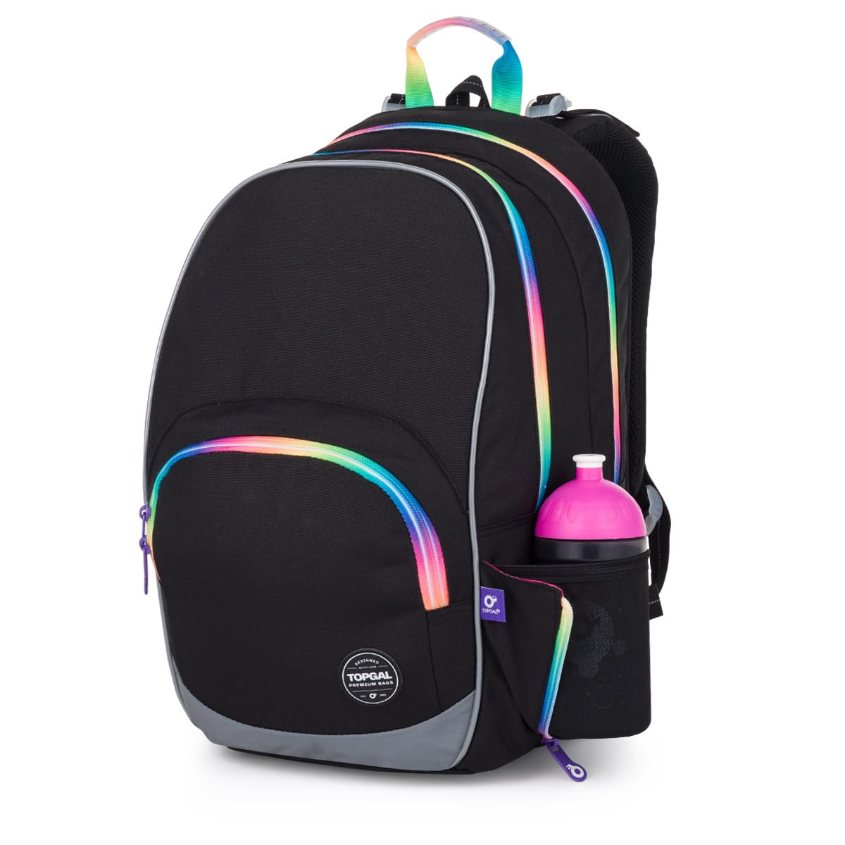 TOPGAL KIMI Schulrucksack ab der 2. Klasse (ca. 125 cm), ergonomisch & leicht, wasserabweisend, mit reflektierenden Elementen, 26 L Schulranzen mit Brustgurt & Rückenpolsterung (Schwarz 2)