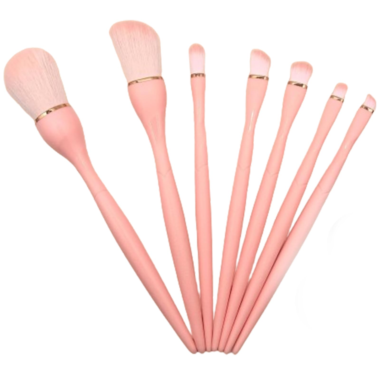 NALACALMakeup Brushes, Professional Brushes for Foundation Powder, Contour, Smudge, Angled Shadow, Eye Shadow and Eyebrow, Premium Synthetic Fiber Pink 7Pcs