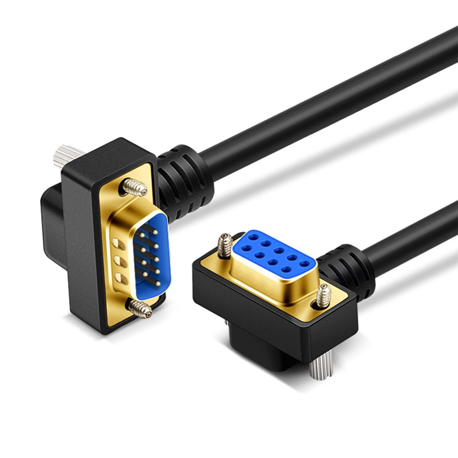 GXMRHWY DB9 Male to Female Gold Plated Serial Port Cable RS232 Connection Cable Up Right Angle 9 Pin RS232 COM Port Connection Cable (50CM)