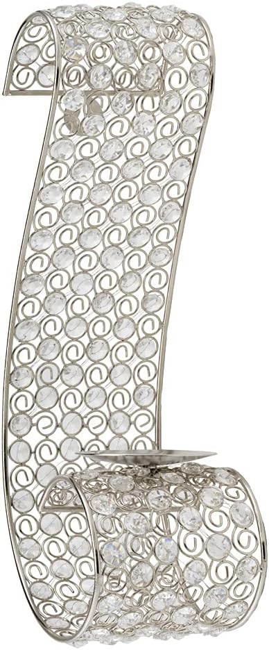 Modern Day Accents Voluta Cristal Scroll Wall Sconce, Silver (5716)