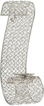 Modern Day Accents Voluta Cristal Scroll Wall Sconce, Silver 5716