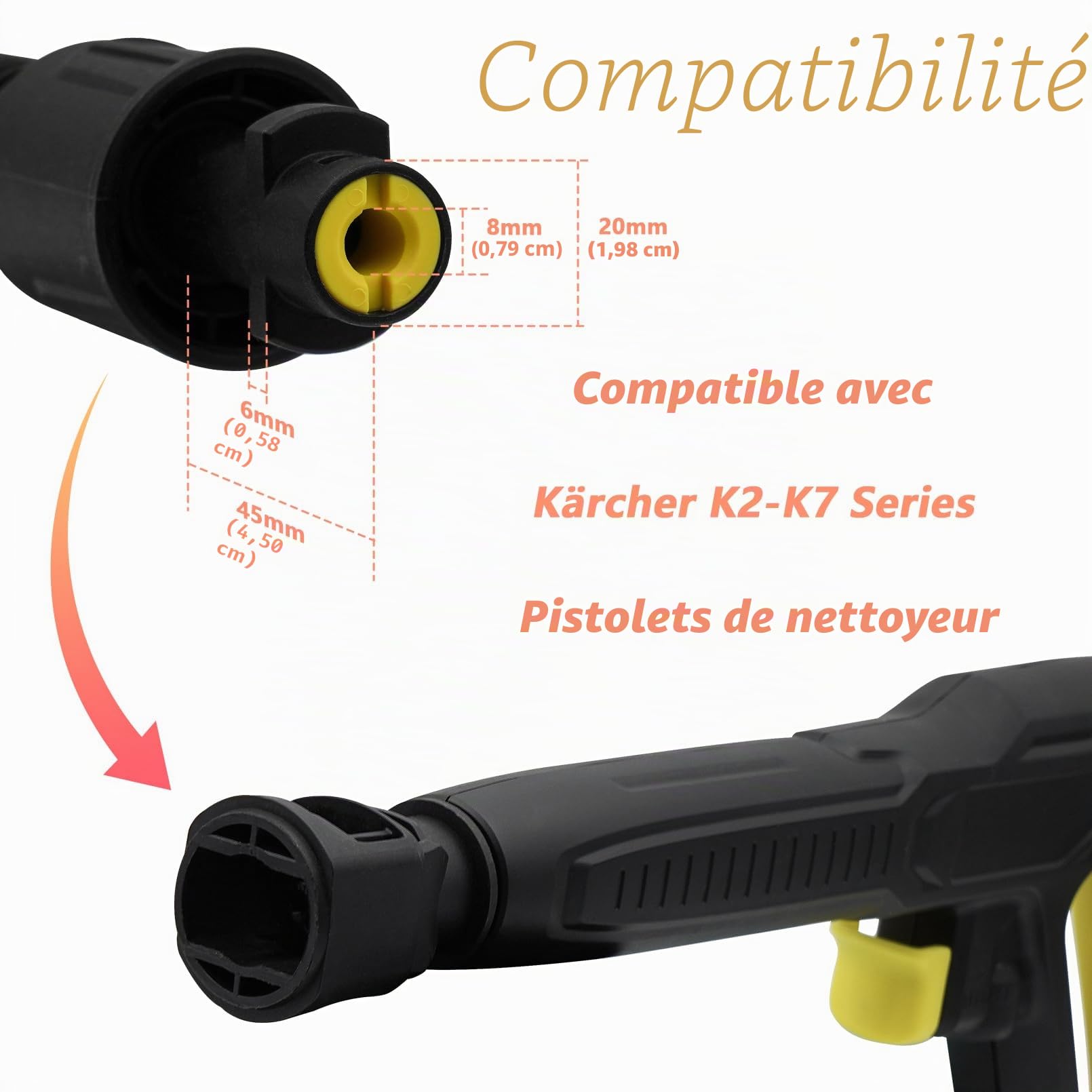 Fai Top Lot de 2 extensions de lance de spray - 0,4 m - Compatible avec les nettoyeurs haute pression Karcher K2-K7