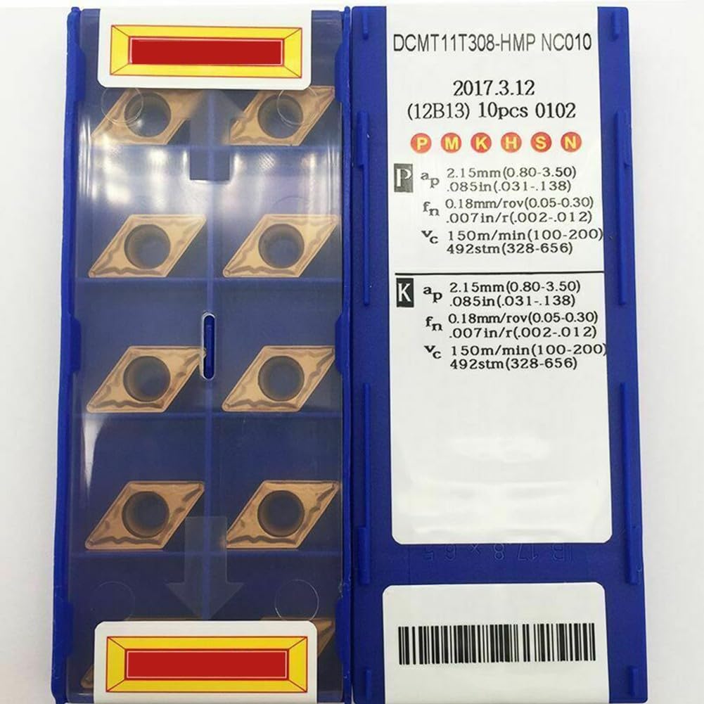 SPORTARC DCMT11T308-HMP NC010 Lot de 10 outils de tournage CNC pour acier inoxydable, semi-finition et finition en carbure