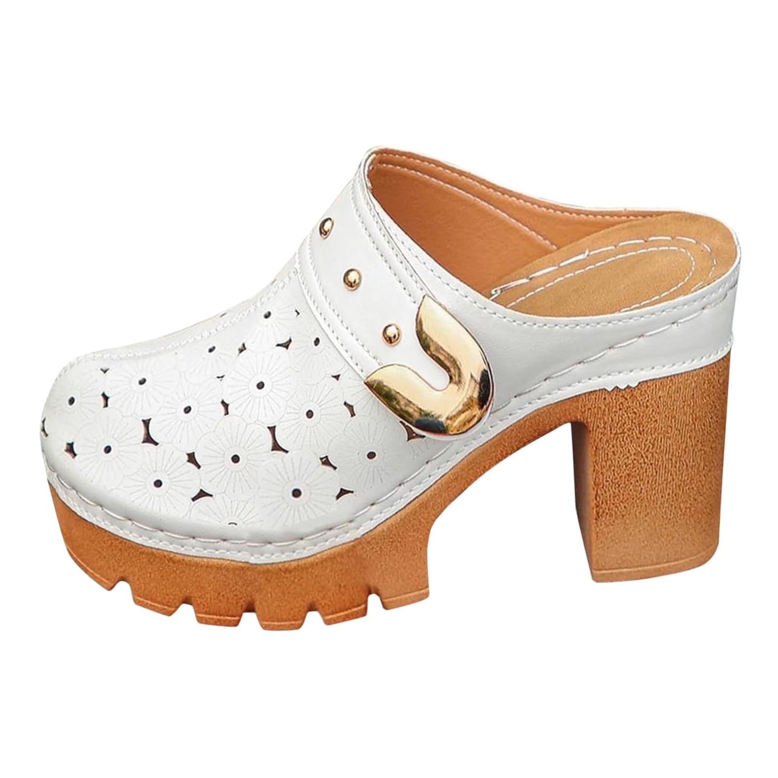Sandali Zeppa Plateau Donna Estive Neri Comodi Sandali estivi da donna con fibbie in metallo stile retrò con tacco spesso e stivaletti traforati da Strass Scarpe Comode