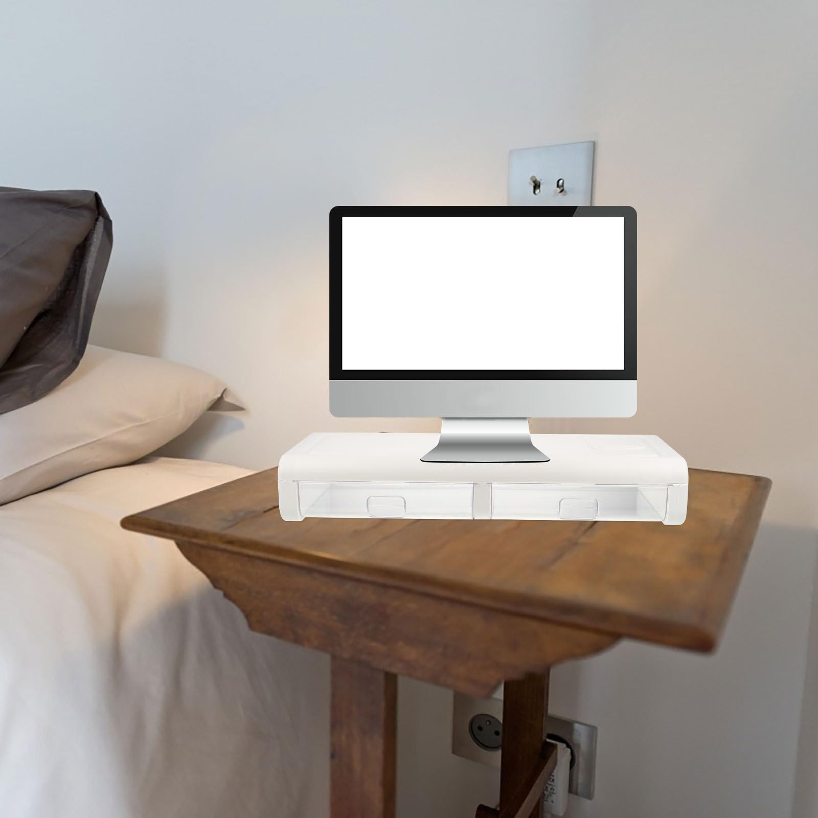Supporto per Monitor con Cassetto Rialzo per Schermo del Computer in Plastica Resistente alla Deformazione da Scrivania per Uffici e Case
