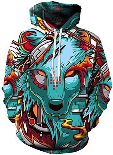Imbry Women's 3D Animal Print Hoodies Sweatshirts with Big Poackets (XXL/3XL, Fox)