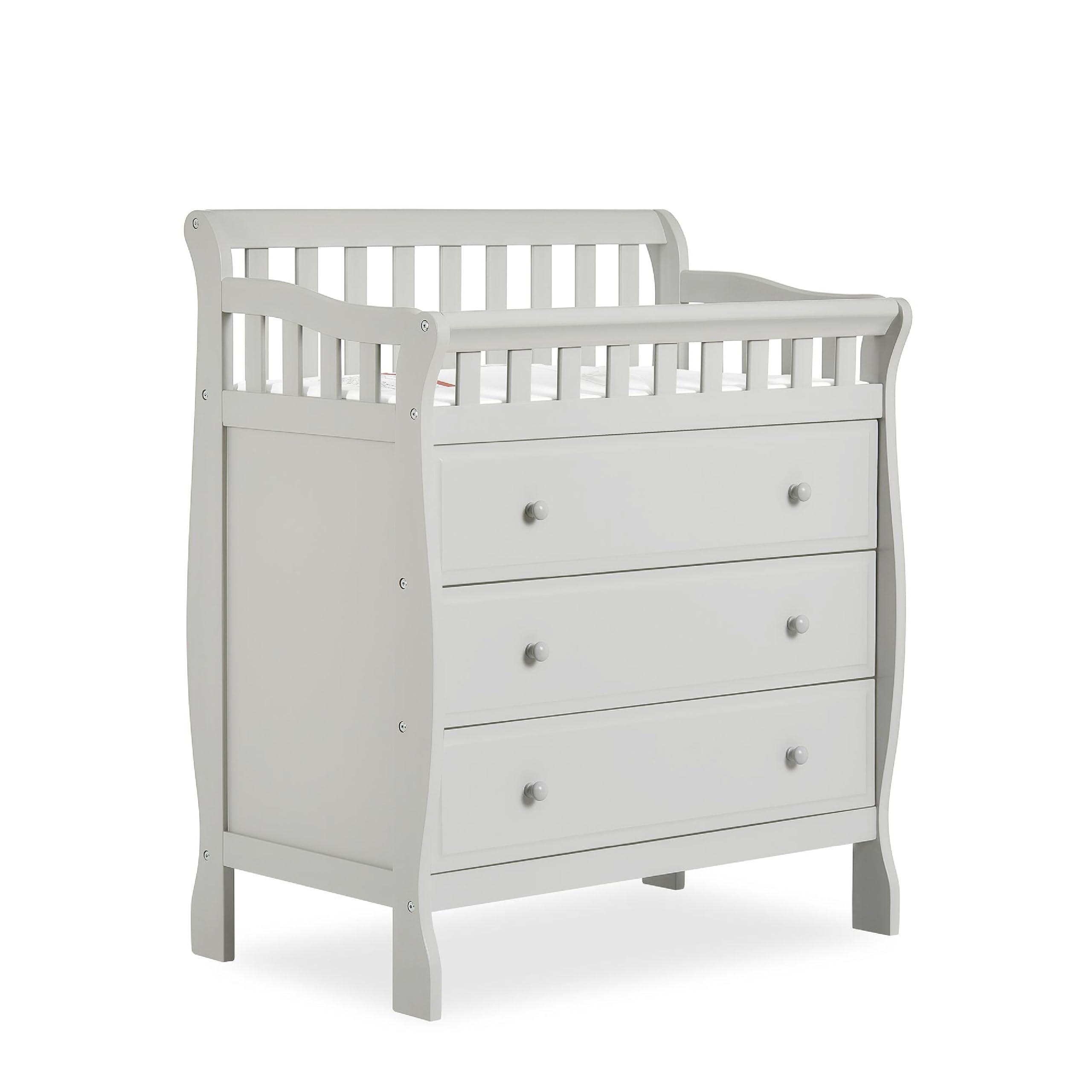 Dream On Me Marcus Changing Table And Dresser In Grey, Features Three Spacious Drawers, Non-Toxic Finishes, Comes With 1" Changing Pad, Made Of Solid Wood