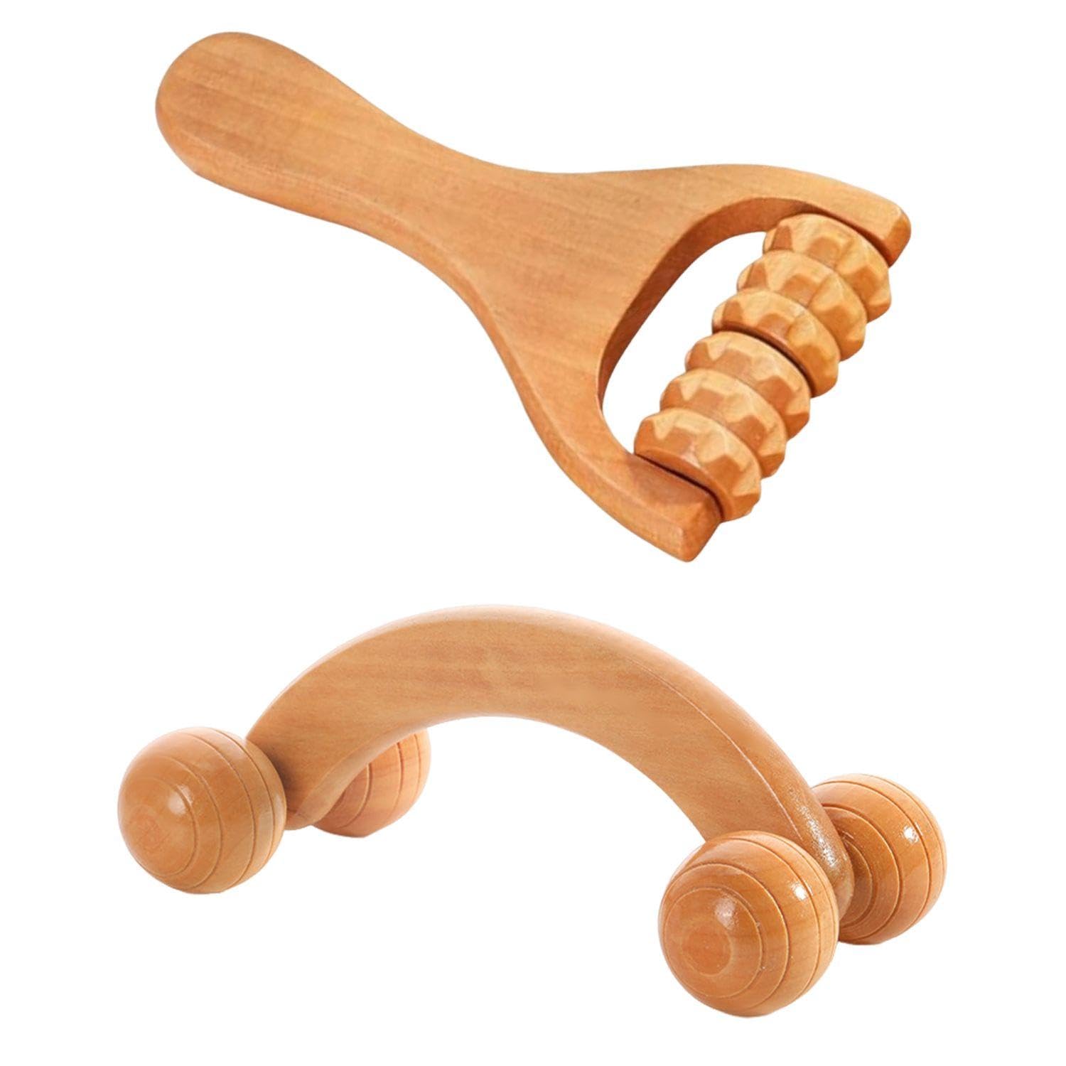 2 Piezas Masajeador De Madera, Masajeador De Rodillos, Masajeador Manual, Se Puede Usar Para Espalda, Cuello, Hombros, Piernas