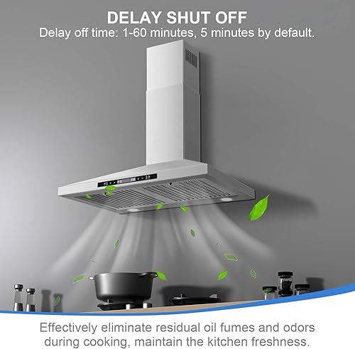 Miniatura 7 de SNDOAS Campana extractora de montaje en pared de 30 pulgadas con control táctil y de detección de gestos, campana extractora de acero inoxidable