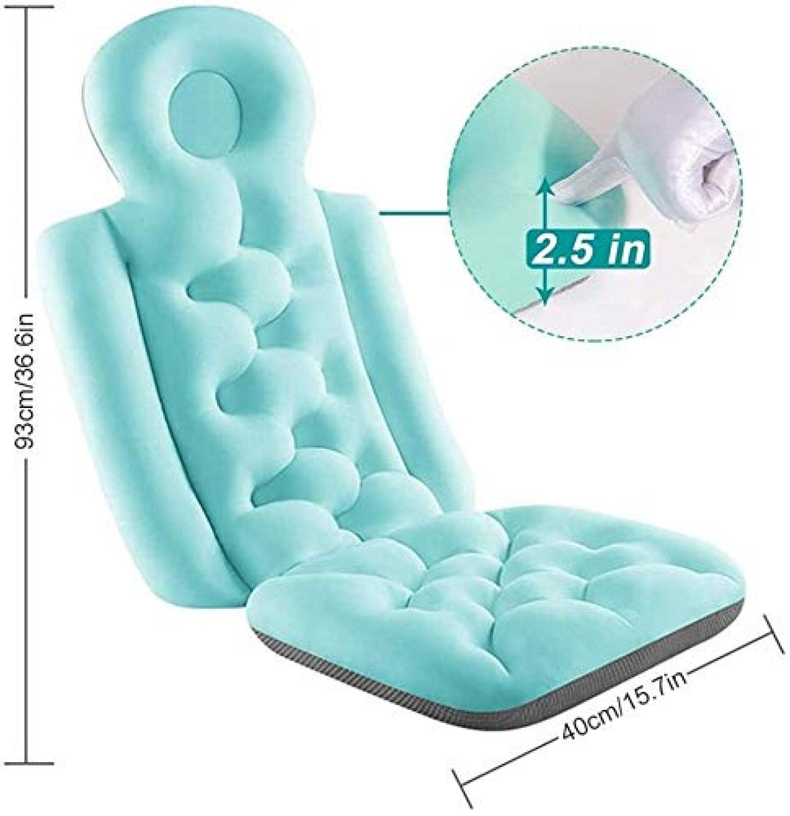 Generisch Badekissen für die Badewanne - extragroßes Ganzkörperkissen mit Rutschfester Matte und superdicken 3D-Netzschichten zur Rückenunterstützung - ideal für Entspannung und Komfort