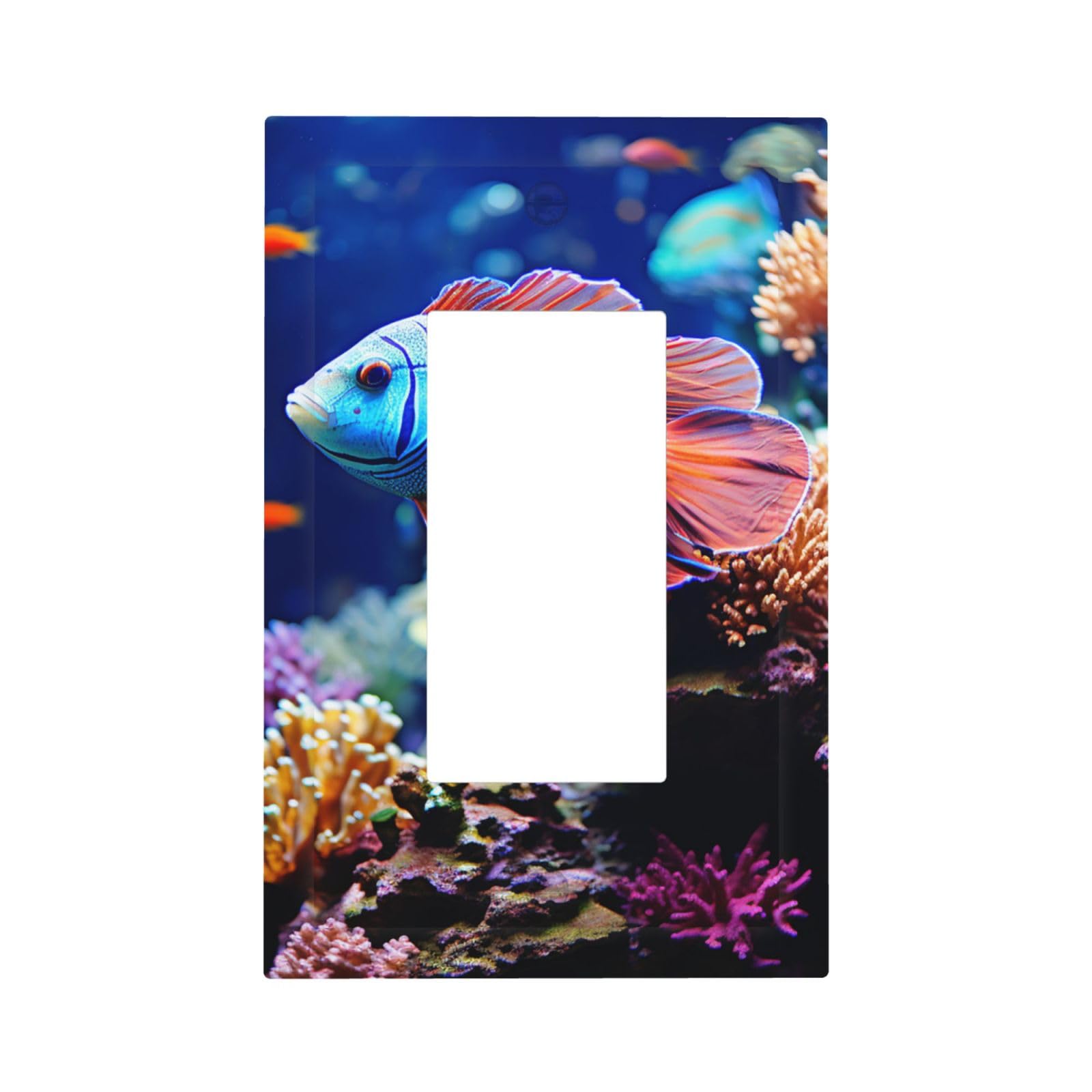 Decorator Wall Plate 1 Gang Light Switch Covers Coral Reef Fish Aquarium Wallplate Single Toggle Switch Plate Mid Size 5" x 3" Electrical Outlet Covers Decorative Wall Switch Plate Cover Decor