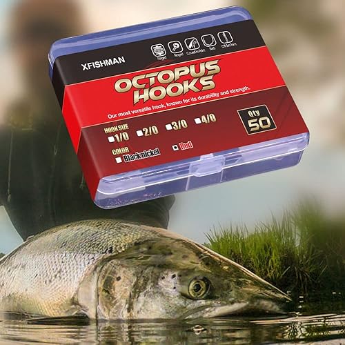 Miniatura 5 de Pulpo-Anzuelo-Pesca-Pico-Círculo-Ganchos-Agua-Dulce-Rojo-Negro-Paquete de 100-50 1-rojo,2-negro,https://www.amazon.com/dp/undefined