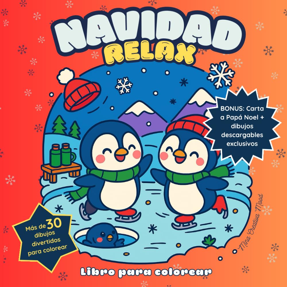 Navidad Relax – Libro de Colorear para Niños y Niñas: Más de 30 dibujos adorables de Navidad | Actividades relajantes, animales kawaii, Papá Noel y ... Carta a Papá Noel y bonus descargables