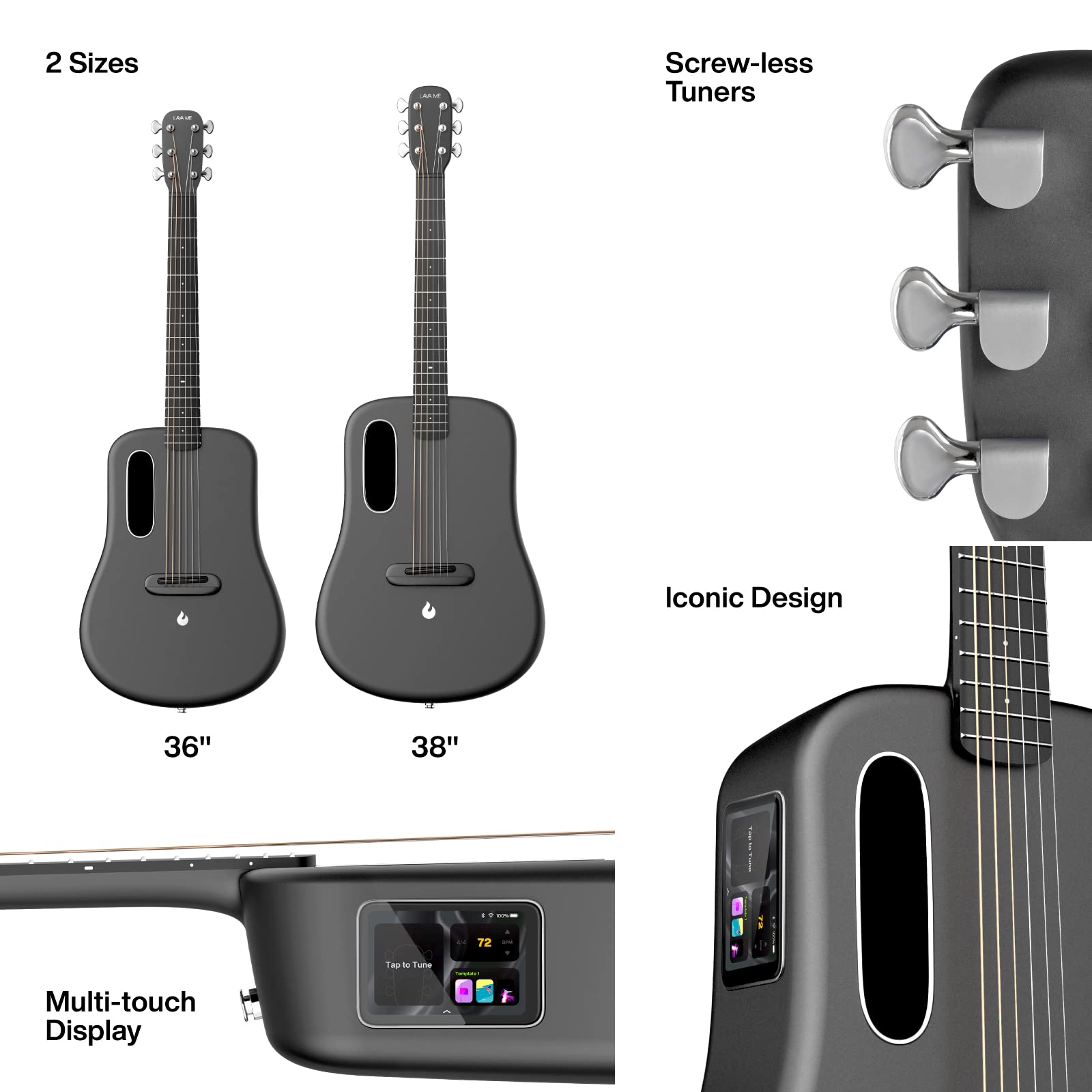 LAVA ME 3 Carbon Fibre Smart Guitar 38 Inch Grey Ideal Bag