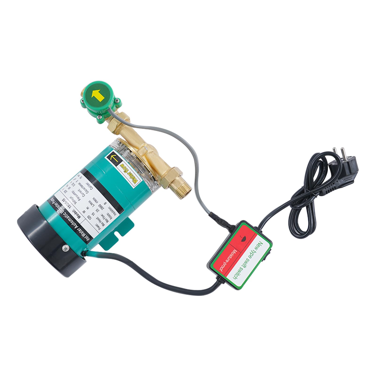Pompe à eau chaude 220 V, 50 Hz, 120 W, 25 l/min, pompe à pression automatique, hauteur manométrique maximale 15 m/49,2 pieds, pour chauffe-eau, douche, eau du robinet, pompe de circulation haute