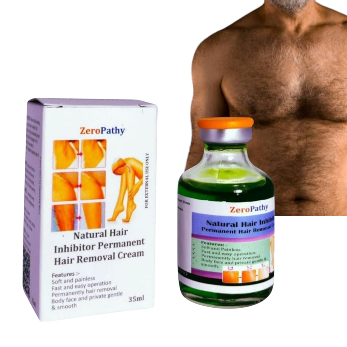 Natural Permanent Hair Remover and Growth Inhibitor Facial Remove Cream Beard Bikini Face Legs Arm Body Armpit dark underarm cream Leg Hair stop for Permanent Hair Reduction Upper Lip Hair vanish Natural Growth Stop Ingredients. 35ml