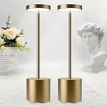 Hapfish Pack of 2 LED Table Lamps, Wireless, 5000 mAh Battery, Dimmable Table Lamp, Aluminium, 3 Colour Temperatures, Touch Table Lamps Rechargeable for Indoor, Outdoor, Bedside, Dining Table, Bar