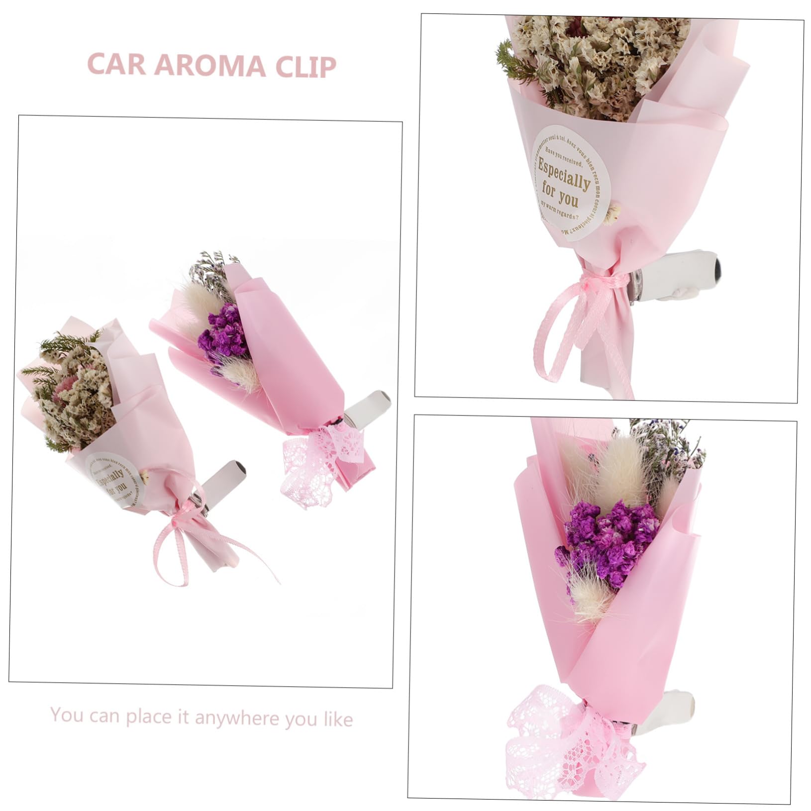 4pezzi Clip Per Auto Profumatori Per Auto Con Fiori Naturali Diffusore Per Aria Condizionata Copertura Odori e Ufficio