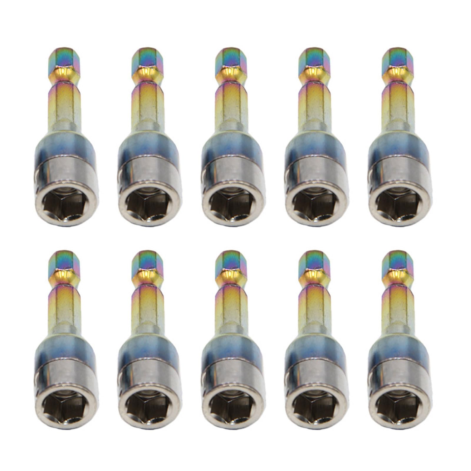 Kangnice 10Pcs Metal Sleeve Wrench 8Mm Hexagonal Shank Socket Spanner Power Drill Converters Ratcheting Socket Header Nonslip Sleeve