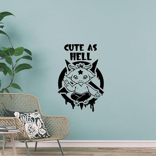 Miniatura 1 de Cute as Hell Decal Wall Vinyl Sticker Baphomet Wall Art Satanic Goat Decor Goth Emo Grunge Kawaii Satan Quote Car Truck Window Door Sign Poster